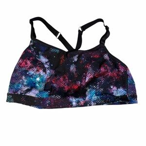 LIVI Black and Multicolor Pattern Sports Bra